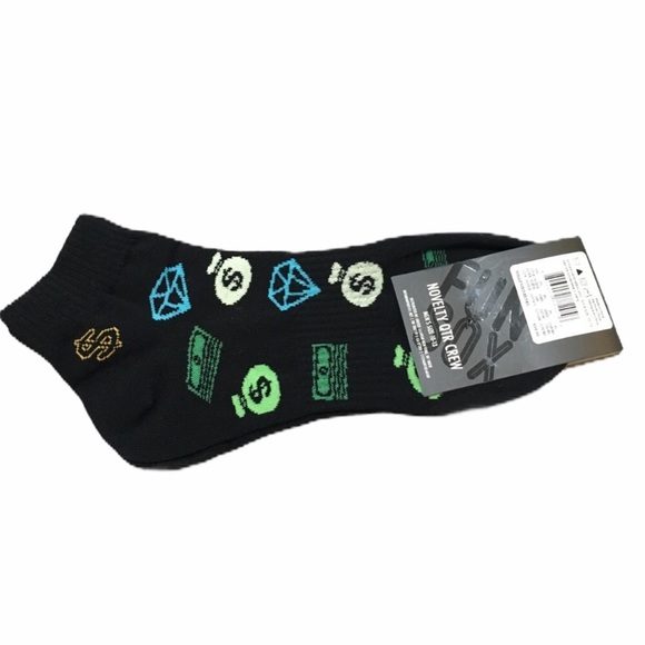 Fun Sox Money Quarter Crew Socks, Black - Picture 2 of 6